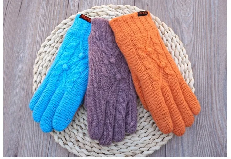 Новое поступление, женские перчатки на осень и зиму, теплые шерстяные варежки, перчатки для женщин, модные вязаные бархатные женские перчатки с сенсорным экраном