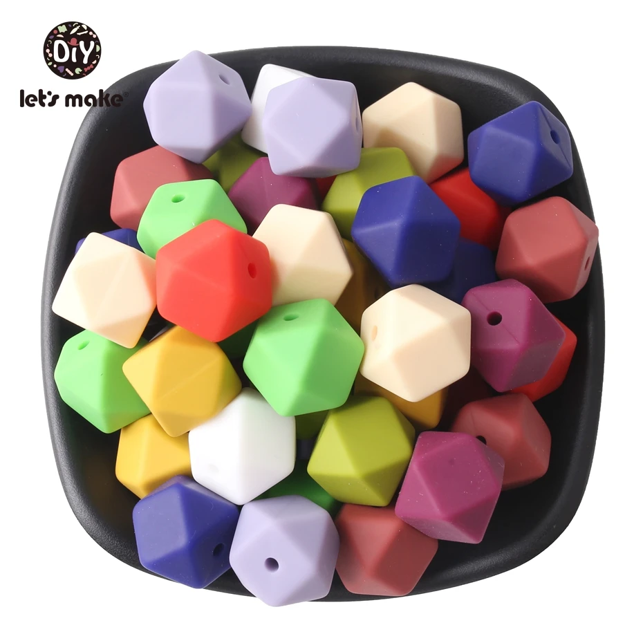 Давайте сделаем 30 шт. 14 мм Восьмиугольные Детские Силиконовые Бусины сенсорные жевательные классические сенсорные игрушки BPA бесплатно DIY Ювелирные изделия уход кулон