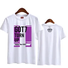 Kpop с японского концерта подвернутые же печати Круглая горловина футболка с коротким рукавом Летний стиль я got7 поддерживающая унисекс модная футболка