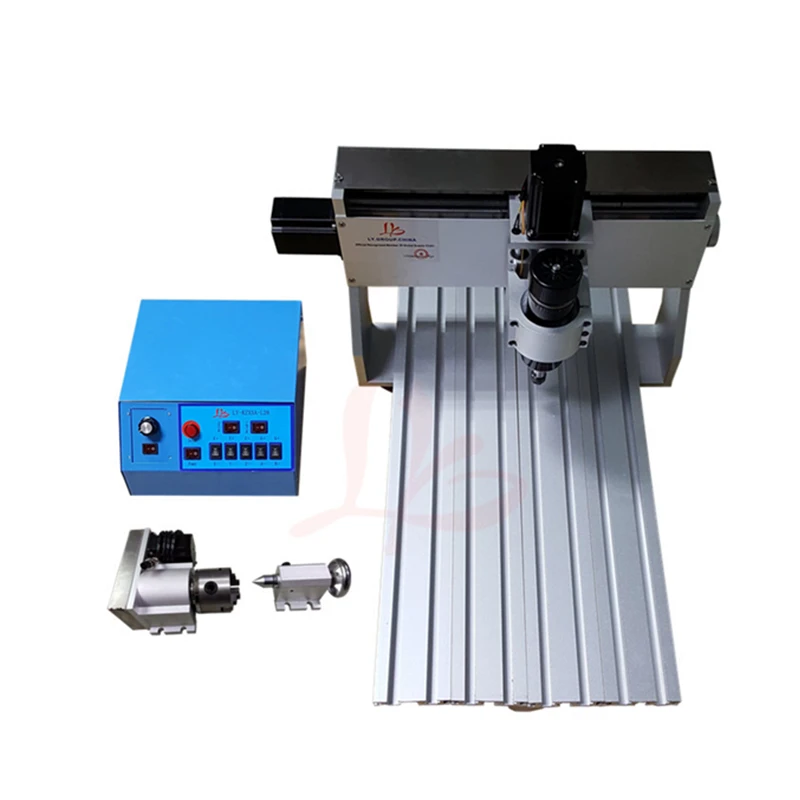 

4axis mini cnc router 3040 wood engraving machine 500W spindle with cutter collet clamp vise drilling kits