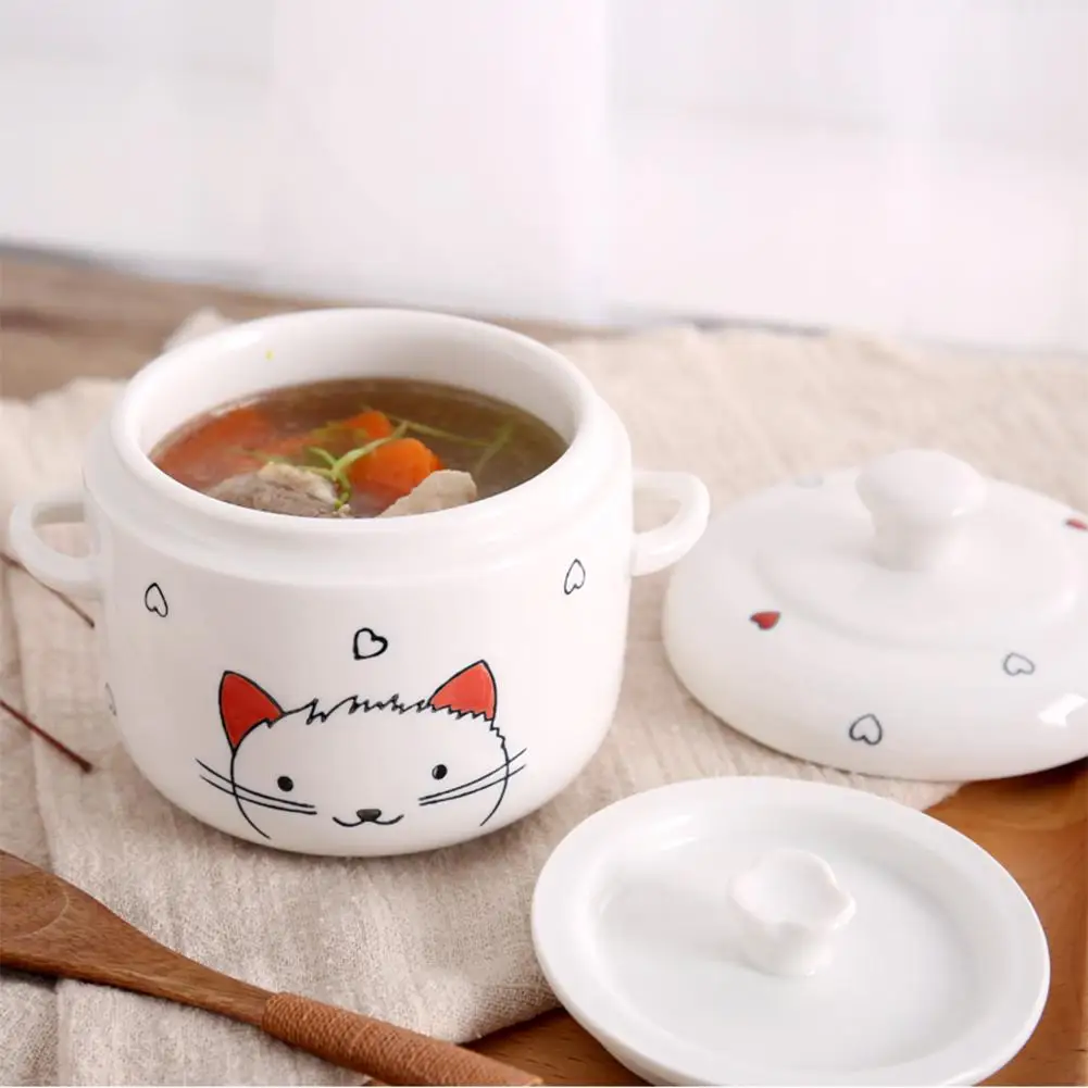 AsyPets Милая керамическая тушеная с двумя ушами микроволновая печь скороварка