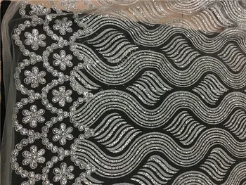 

5yards BZL-72719 shining glued print glitter sparkle net tulle mesh lace for fashion designer in all silver color