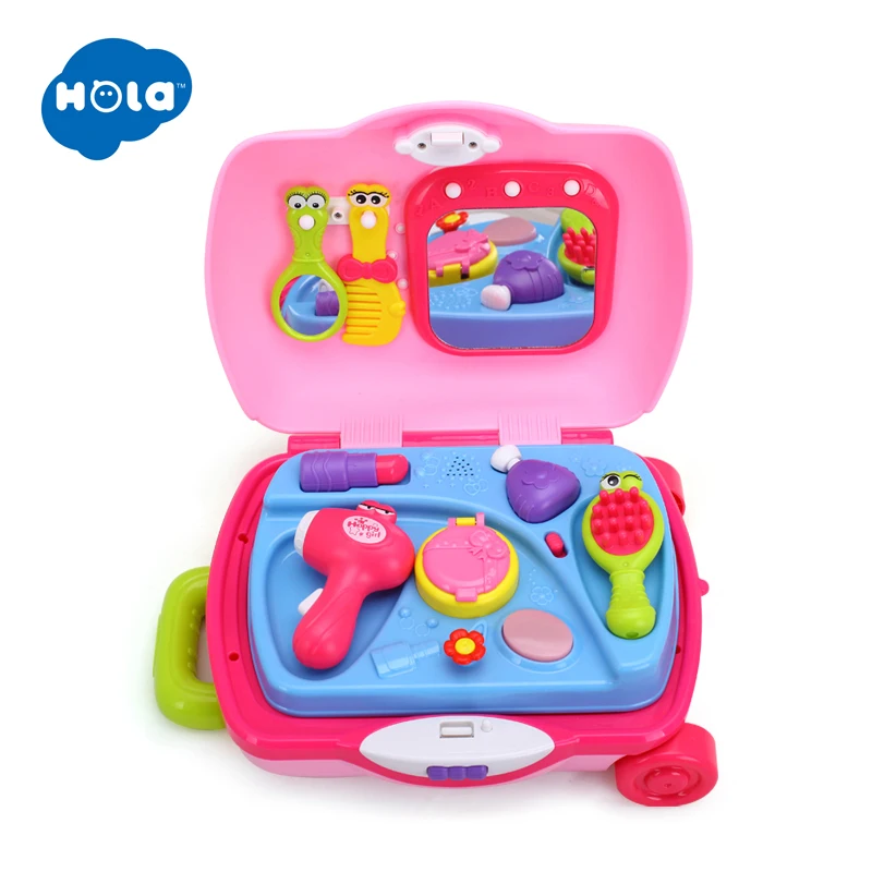 حولا 3109 مسرحية الماكياج اللباس لعب الأمتعة حقيبة مجموعات الالعاب الأطفال دمية الأثاث اللعب منزل اللعب للفتيات