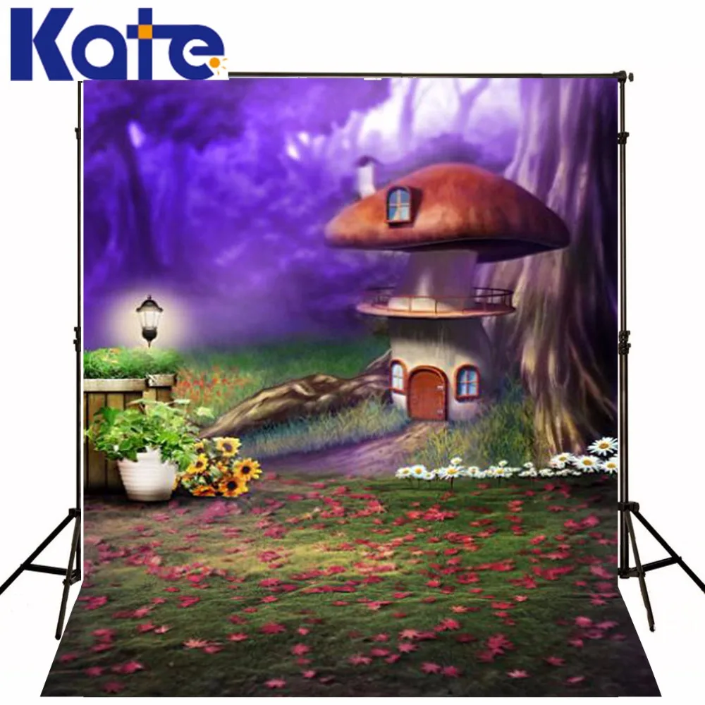 

300Cm*200Cm(About 10Ft*6.5Ft) Backgrounds Double Mushroom Houses Large Pots And Flower Beds Forest Land Soft M Lk 1015