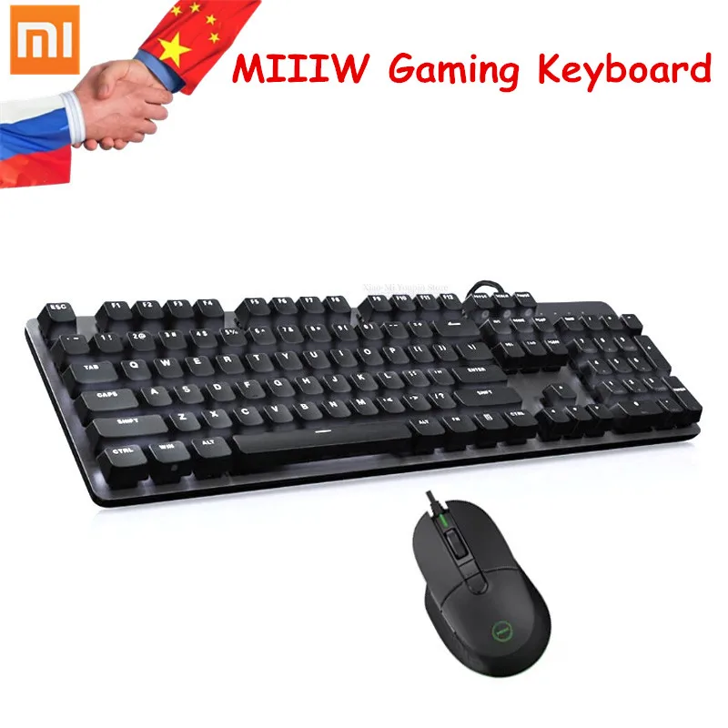 

Original Xiaomi MIIIW Mechanical Gaming Keyboard 600k 104 Keys USB Wired Floating Button 6 Mode White Backlight MI Game Keyboard