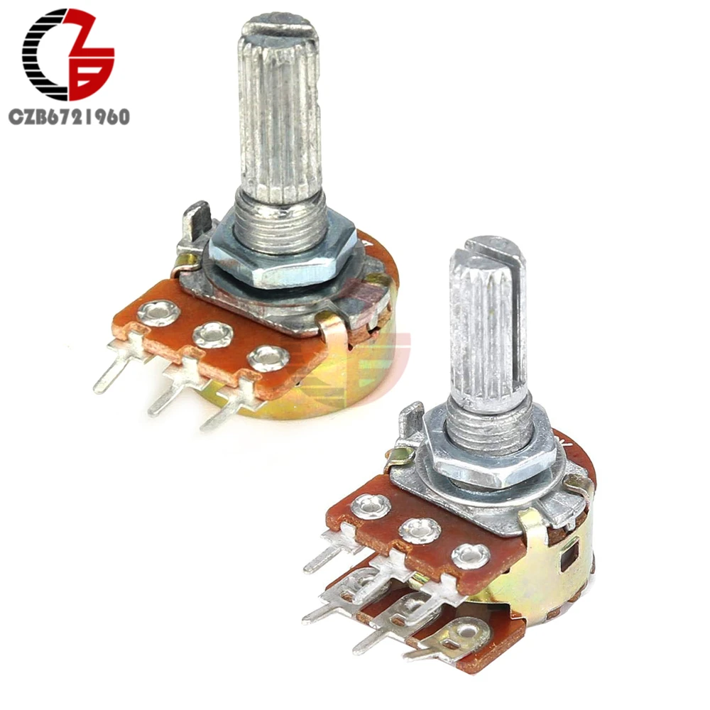 

WH148 3Pin 20mm Potentionmeter Switch 1K 2K 5K 10K 20K 50K 100K 250K 500K 1M B10 Potentiometer Single Double Layer