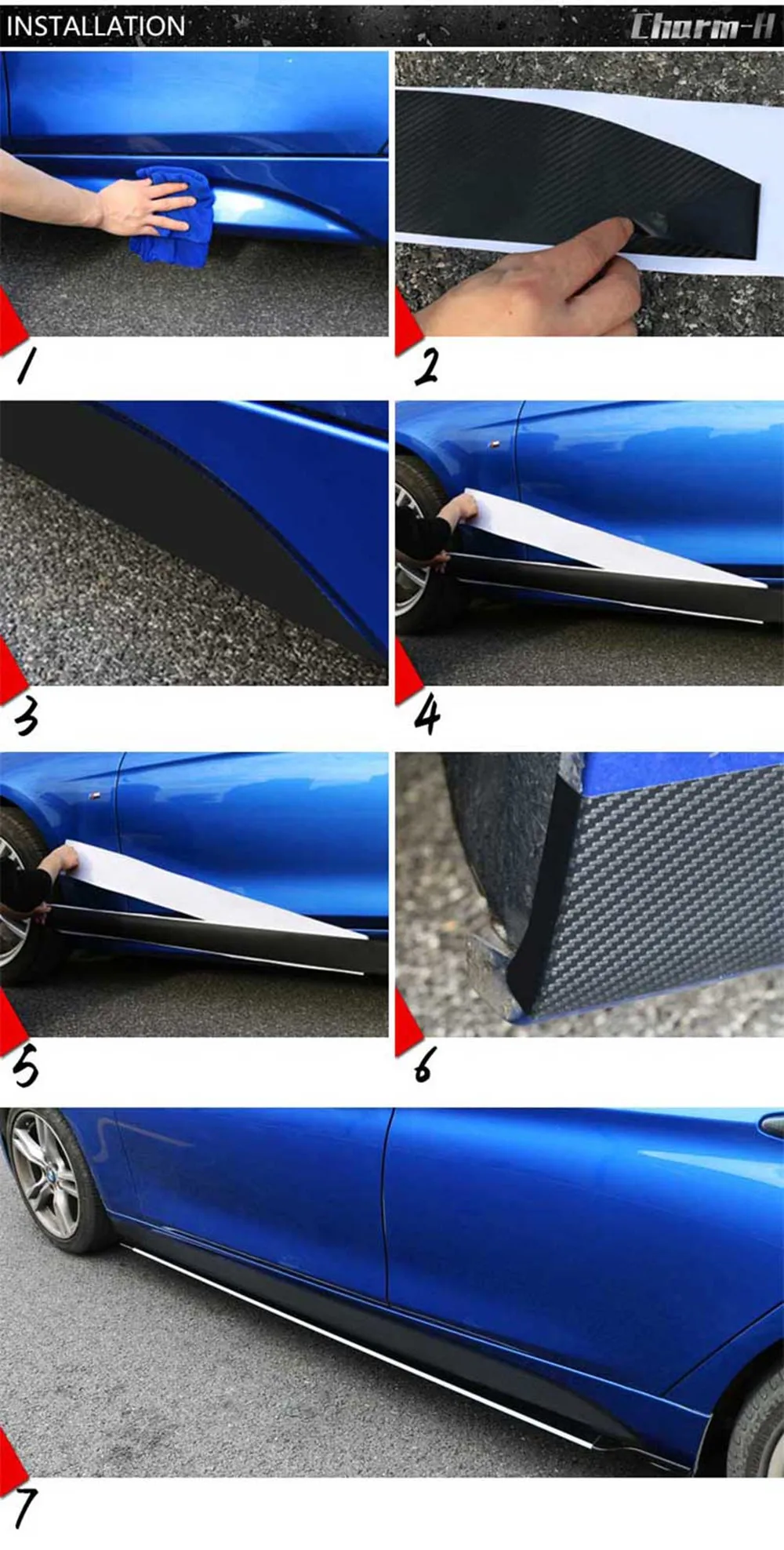 5D углеродного волокна сбоку юбка подоконник гонки полоса для BMW F30 F31 F32 F33 F22 F23 F15 F85 F10 E60 e61 G30 E90 M производительность стикер