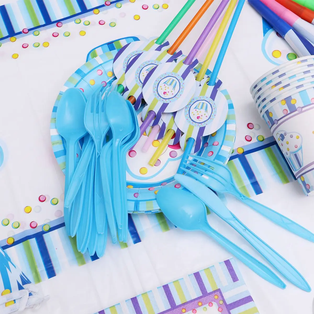 1 Pcs Prince Ice Cream Theme Birthday Party Tableware Kit Supplies