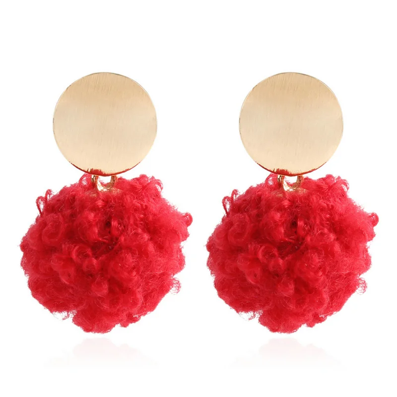 

Big Hairball Drop Jhumka Earrings 8 Colors Fashion Punk Pom Pom Earring Sequin Drop Dangle Earrings for Women Jewelry Wholesale