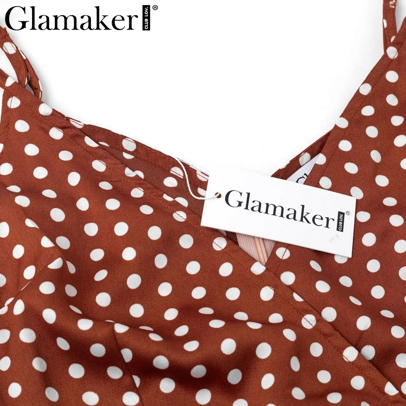 Glamaker, платье миди в горошек с оборками, женское Плиссированное облегающее платье с v-образным вырезом, женское осенне-зимнее элегантное Клубное сексуальное платье, вечерние платья