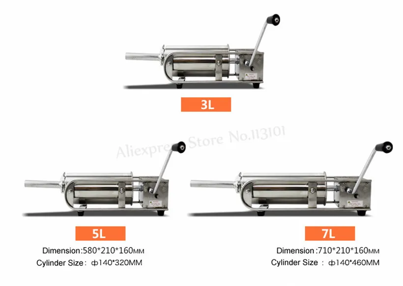 Горизонтальные 3L колбаса писака нержавеющая сталь Колбаса чайник мясо машина для розлива колбасы устройство для испанских Чуррос