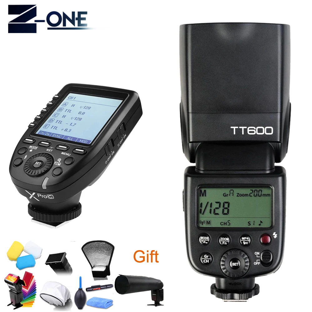 Godox TT600 GN60 HSS 1/8000s Camera Flash Speedlite+2.4G Wireless X System Xpro-C Transmitter For Canon+Free gift | Электроника