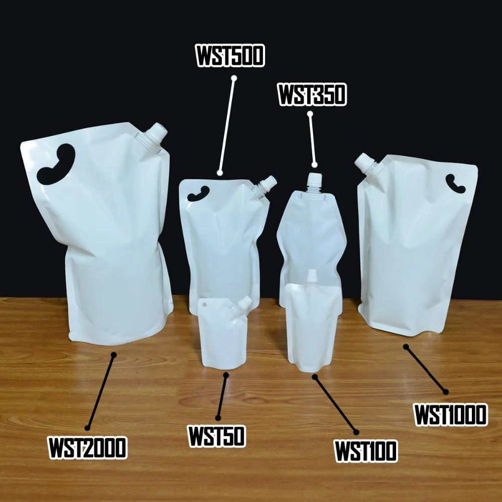 

20 pcs White Spout Pocuh Shampoo Pouch,Detergent White Flask Pouches Liquid Packaging bags Free Shipping 50 ml ~ 2000 ml