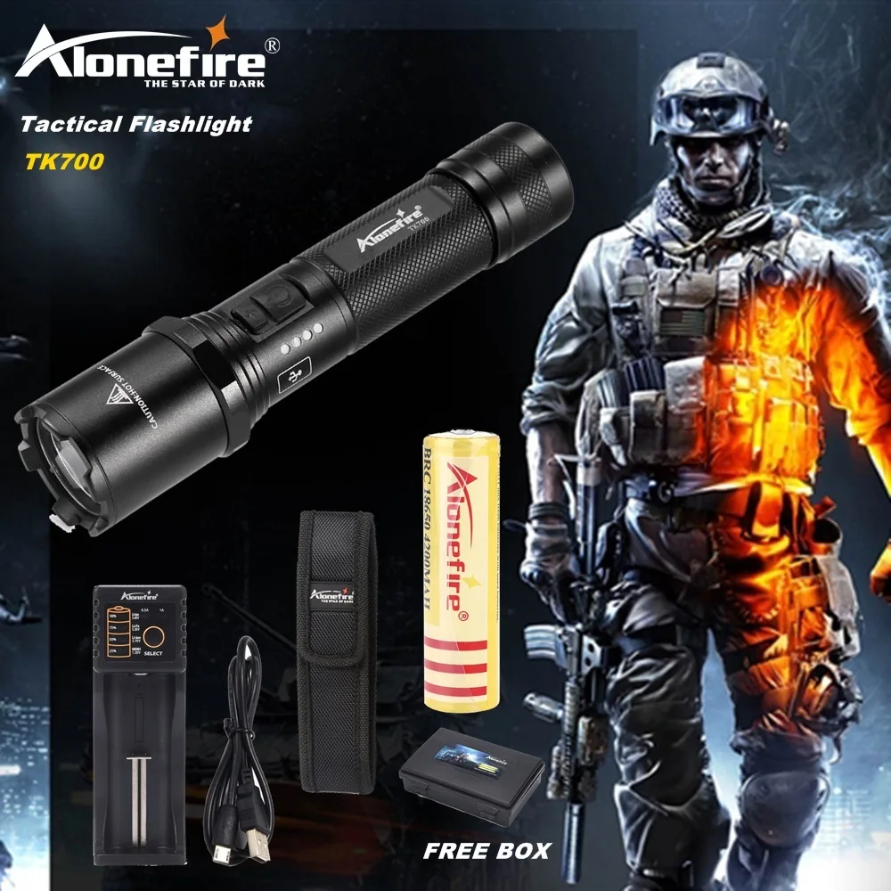 AloneFire TK700 CREE L2 led flashlight USB Rechargeable Torch Tactical lamp burst flashing Self-defense police Work light 18650 AloneFire TK700 CREE L2 led flashlight USB Rechargeable Torch Tactical lamp burst flashing Self-defense police Work light 18650