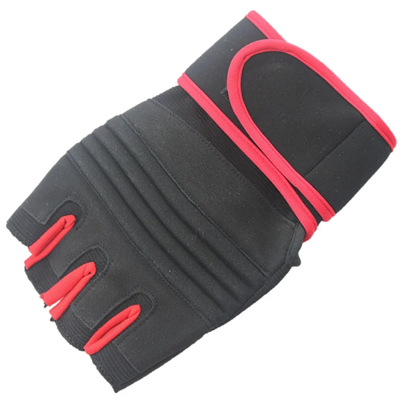 Фитнес-перчатки для велосипеда и уличных видов спорта с полупальцами боксерские гантели тренировочные смешанные перчатки для запястья - Цвет: Красный