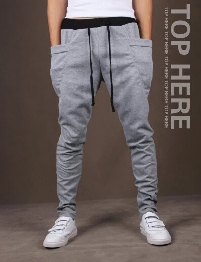 Мешковатые зауженные банданы брюки хип-хоп танцевальные шаровары спортивные штаны с заниженным шаговым швом брюки мужские Паркур спортивные тренировочные брюки для бега - Цвет: Light grey