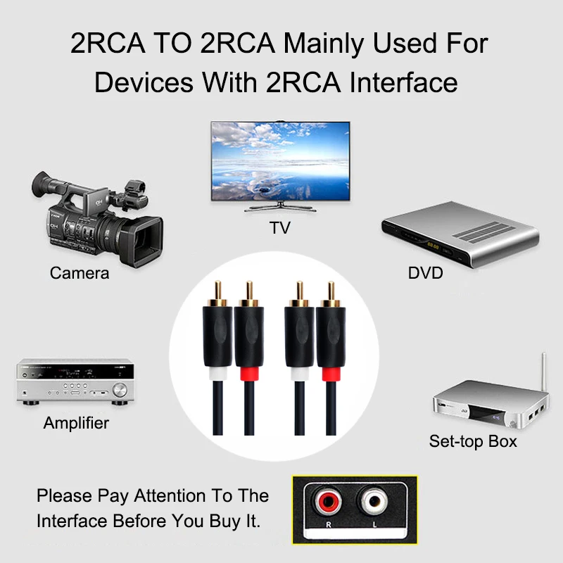 EGRINCY 2RCA To 2 RCA Male To Male Audio Cable Gold-Plated 2RCA R/L Audio Cable For Quad 405 Home Theater TV Amplifier Sound Box EGRINCY 2RCA To 2 RCA Male To Male Audio Cable Gold-Plated 2RCA R/L Audio Cable For Quad 405 Home Theater TV Amplifier Sound Box