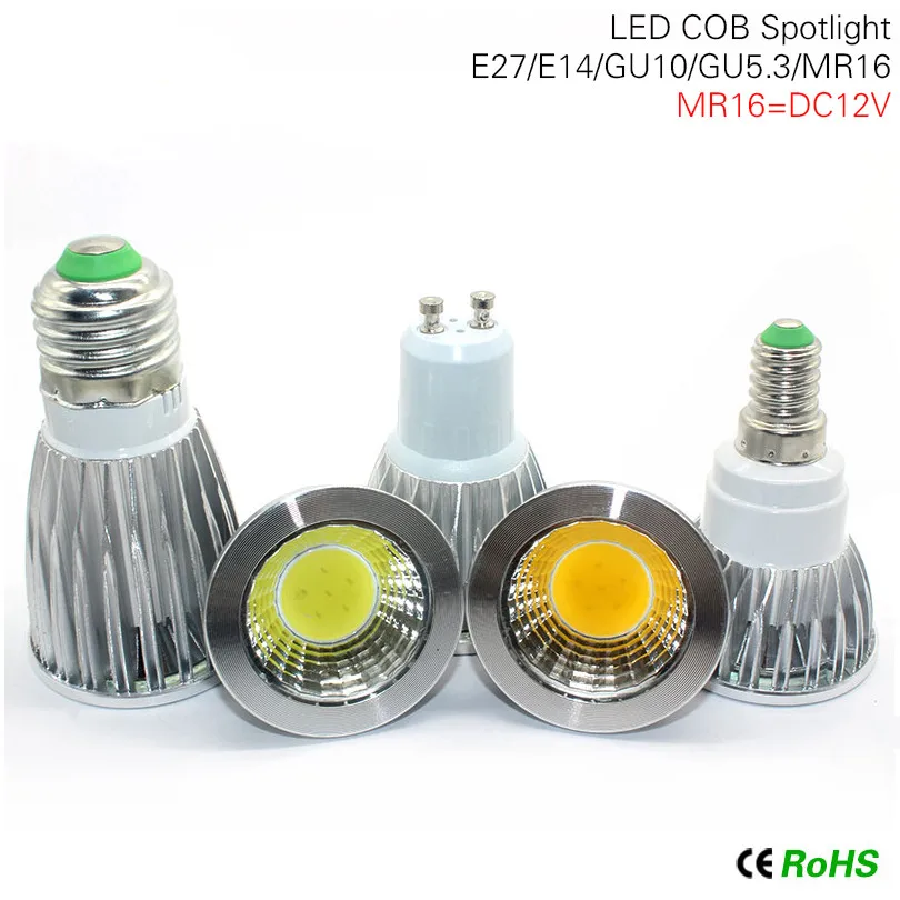 COB Светодиодный прожектор 9 Вт 12 15 светодиодные лампы E27 E14 GU10 GU5.3 220 В MR16 Cob