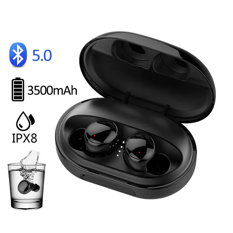 

TWS Bluetooth 5.0 Earphones IPX8 Waterproof Bluetooth Headset True Wireless Earbuds for Swimming IPX8 Bathing 3500mAh Power Bank