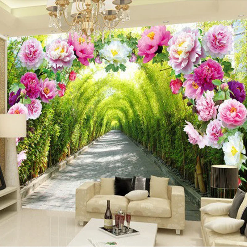 Custom-3D-Mural-Wallpaper-Livingroom-Bedroom-Sofa-Background-Wallpaper-Garden-Flowers-Flower-Door-Gallery-Extend-Space (1)