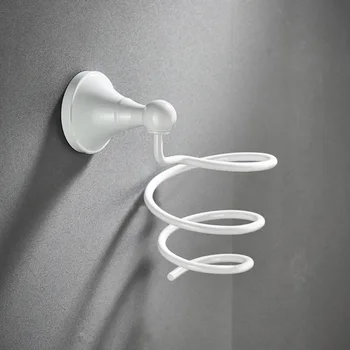 

Hair Dryer Holder Support Wall Mounted White Vintage Brass Storage Bath Bathroom Hairdryer Holder Shelf Hanger Hotel Decorative