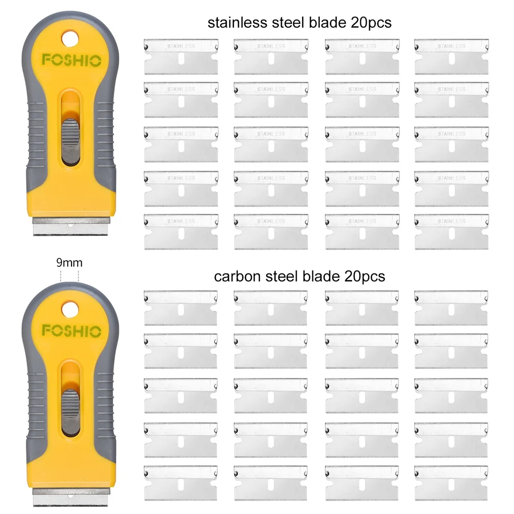 FOSHIO 2 шт. виниловая бритва скребок+ 40 шт. запасные лезвия экран стекло клей автомобильная пленка наклейка удаление резиновый скребок для чистки оконных скребок