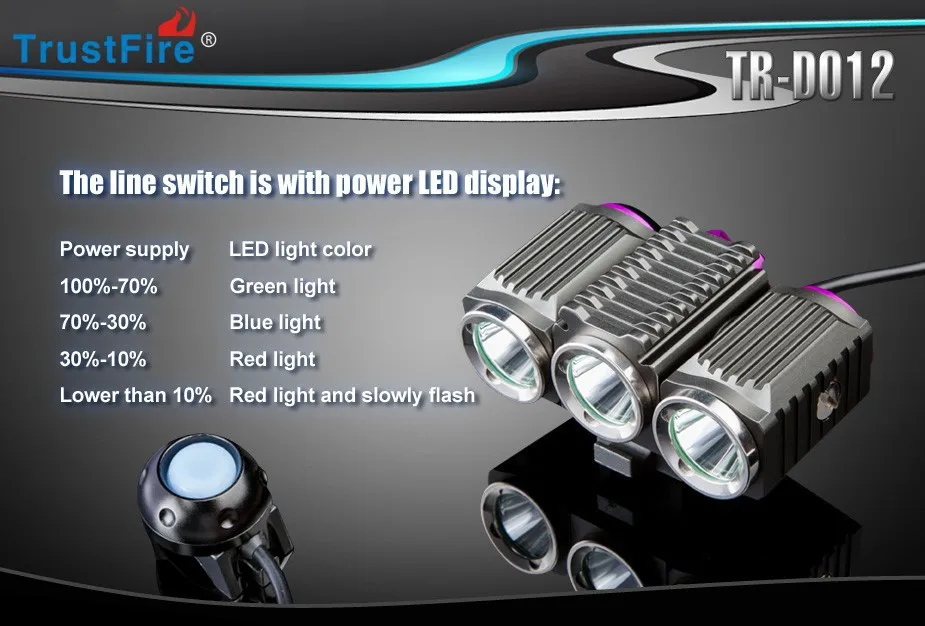 TrustFire TR-D012 велосипедный задний светильник светодиодный cree 3* xm-l 1200LM водонепроницаемый велосипедный фонарь на горной велосипед передний легкий велосипед