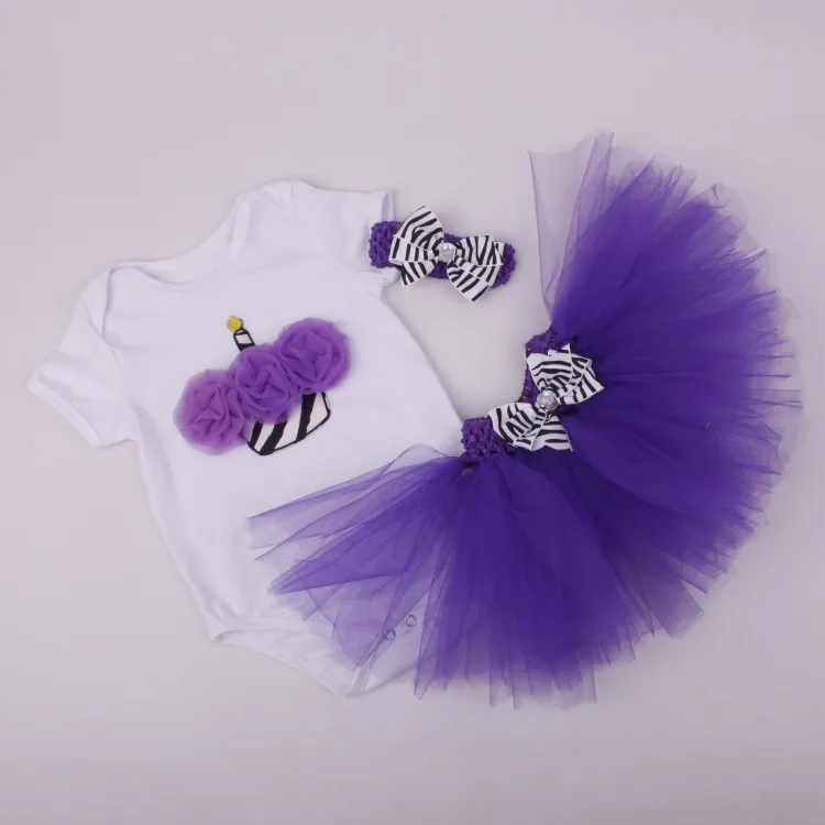 3pcs per set baby girls purple cupcake birthday tutu set infant