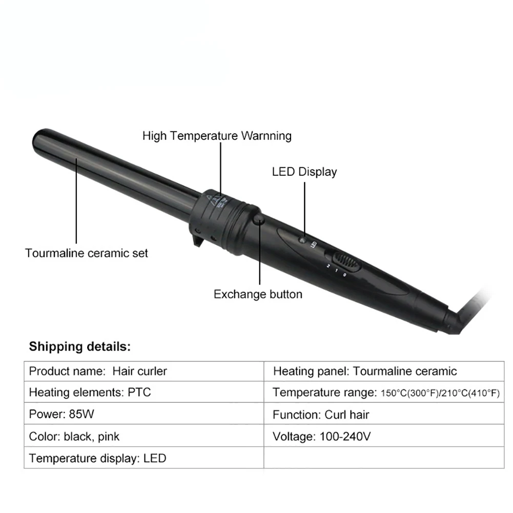 

6 In 1 Salon Home Wave Maker 360 Degree Rotation Interchangeable Electric With Glove Practical Ceramic Curling Iron Set Roller