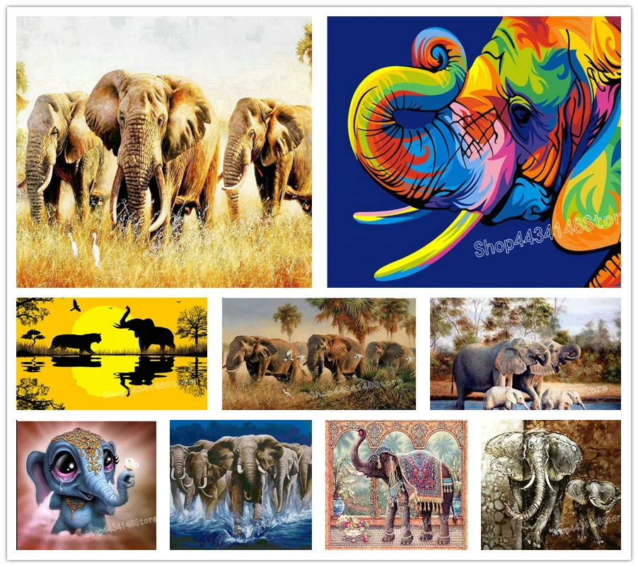 

Full square / round drill 5d diy diamond painting elephant pattern mosaic 3d diamond embroidery animal rhinestones