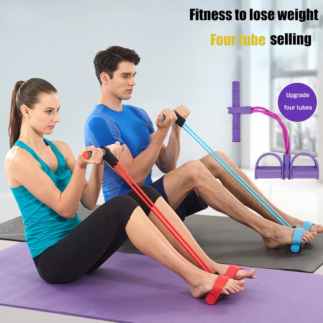 US $6.41 Fitness Resistance Bands Pedal Multifunction Leg Exerciser Elastic Pull Rally Situps Arm Strength 