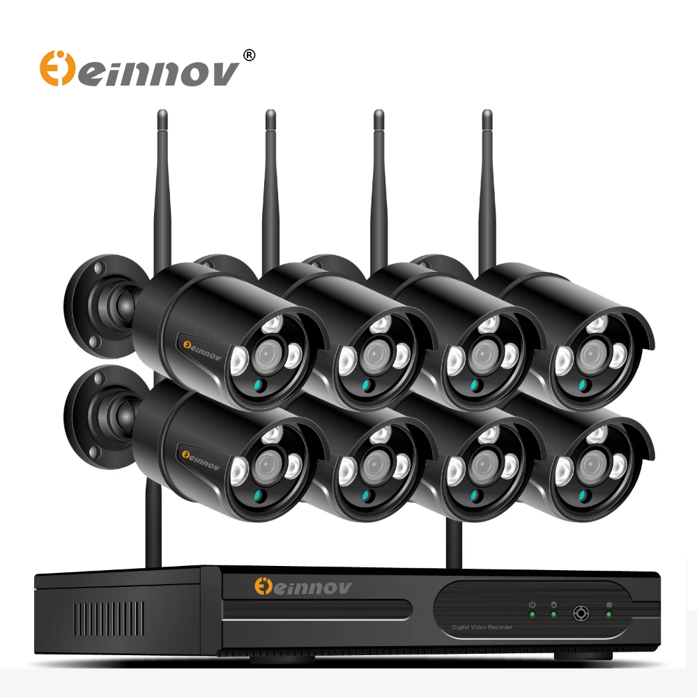 

Einnov 2MP 1080P Home Wireless Security Camera System Video Surveillance Kit IP Cam CCTV 8CH NVR Set IR LED Light HD Eseecloud