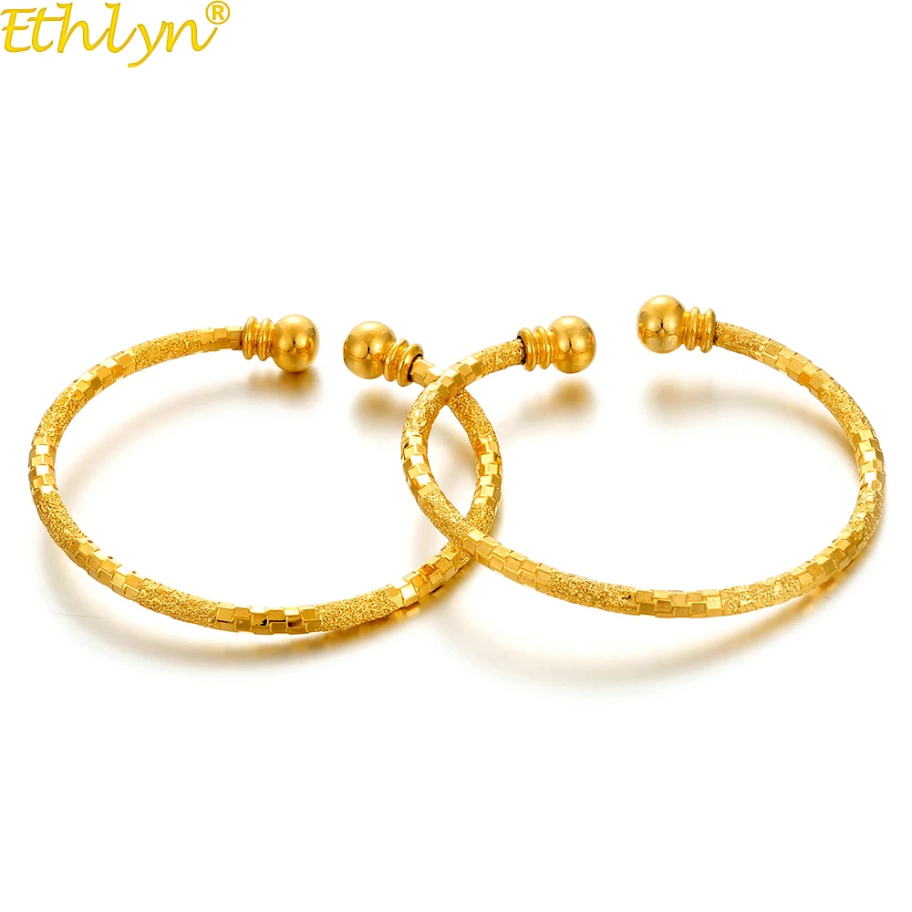 

Ethlyn 2pcs/lot Arab Middle East Items Adjustable Durable Gold Color Girls /Boys/Children/Kids Charm Bangles Bracelet B142