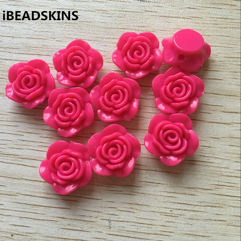 20mm 345pcs/lot hot pink color Acrylic Rose flower Beads for Chunky