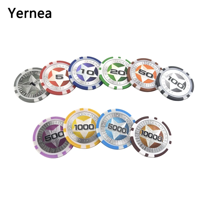 

Yernea 25PCS/Lot Poker Plastic Chip Set Customize The Pokers Chips Game 12g Baccarat High Texas Hold'em Chips Set Poker Cards