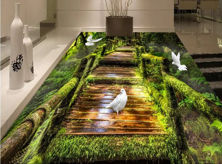 Benutzerdefinierte 3d boden malerei kinderzimmer tapete Wald moos 3d