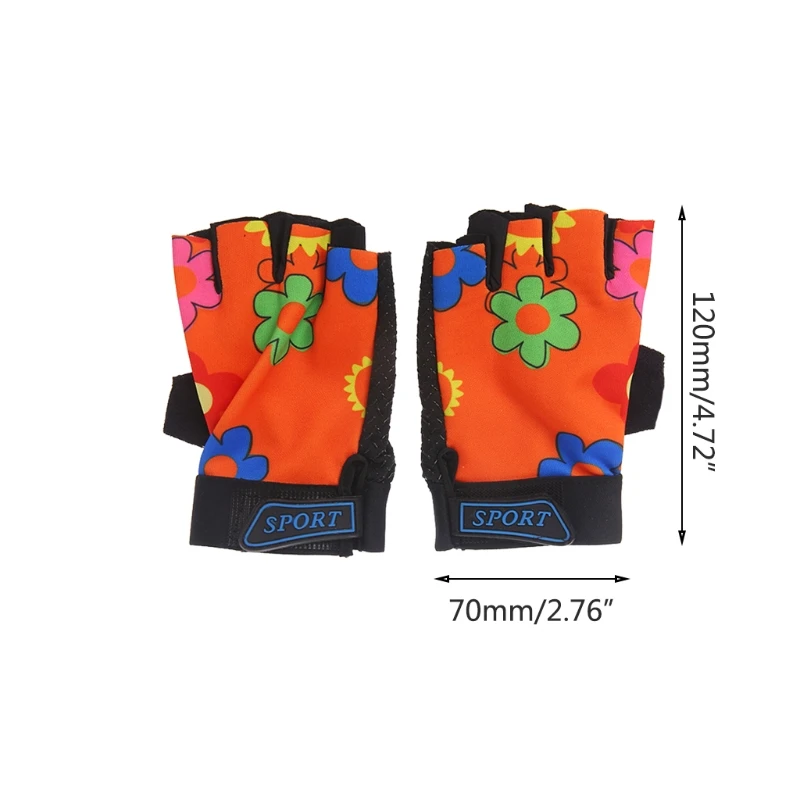 

Cycling Gloves Kids Child Outdoor Sports Non Slip Breathable Half Finger Mitten