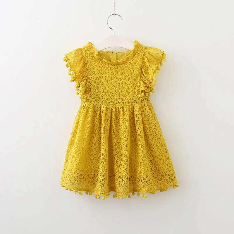 Melario платья для девочек детская Одежда для маленьких девочек кружева выдалбливают рукавов Прохладный Принцесса Летние Dress3-7Y Костюмы - Цвет: AX543 yellow
