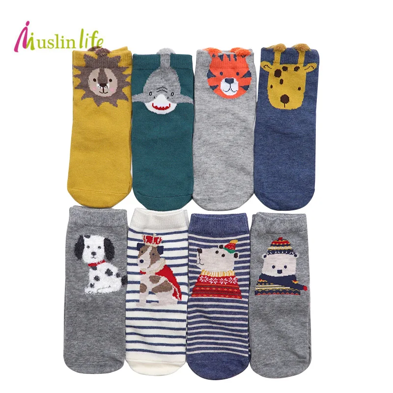 

4 Pairs Socks Set Baby Kids Boy Girl Cotton Cartoon Winter Socks,Fashion Dinosaur Giraffe Unicorn Socks Christmas Gift With Box