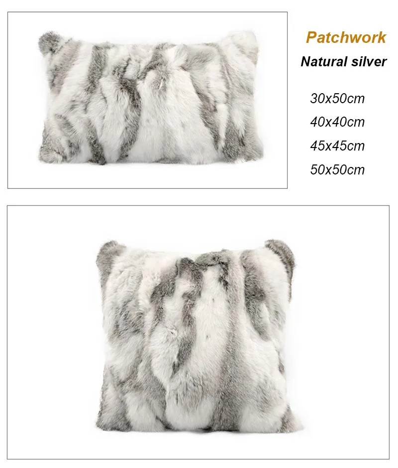 Rabbit fur pillow case detail 3