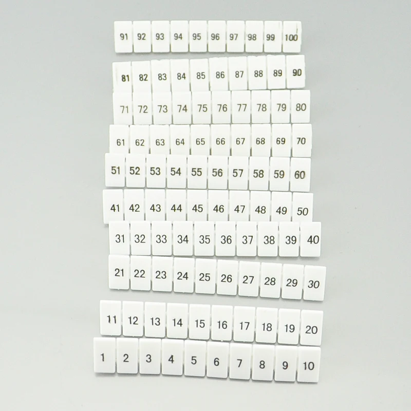 20PCS ZB8 Din Rail Terminal Blocks Maker Strips with Numbers Printed ZB8 free shipping digital number MARKER apply UK6N,URTK/S