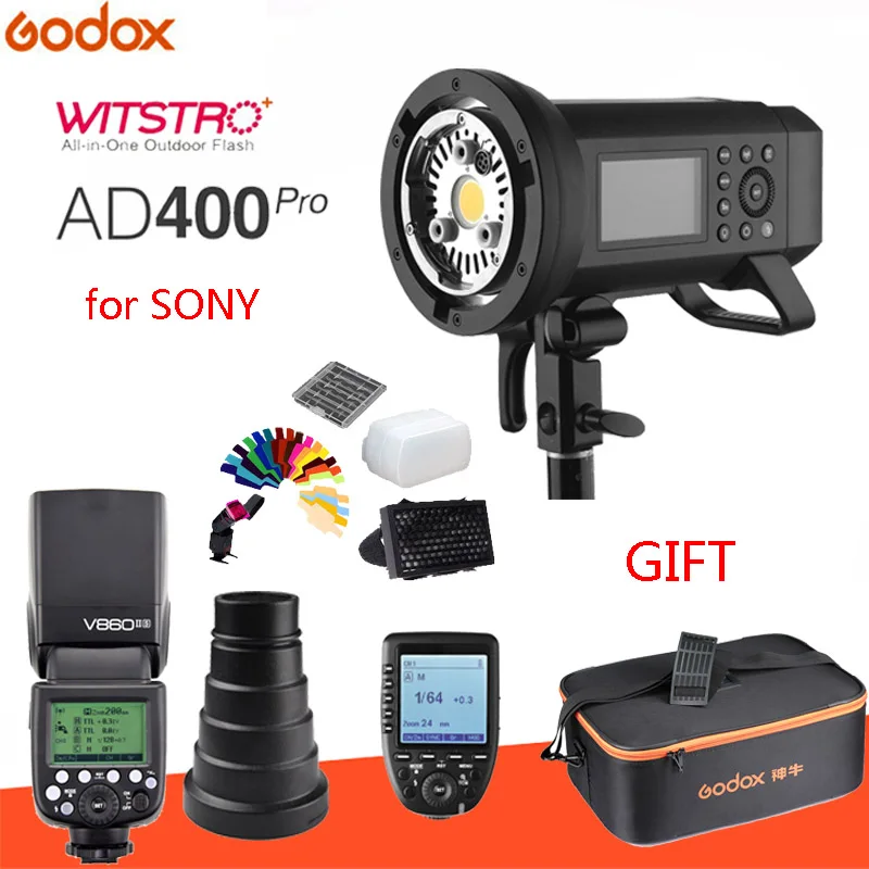 Godox AD400Pro WITSTRO интегрированная Внешняя вспышка литиевая батарея ttl HSS, с V860II-S flash+ SN04+ Xpro-S триггер для камеры SONY