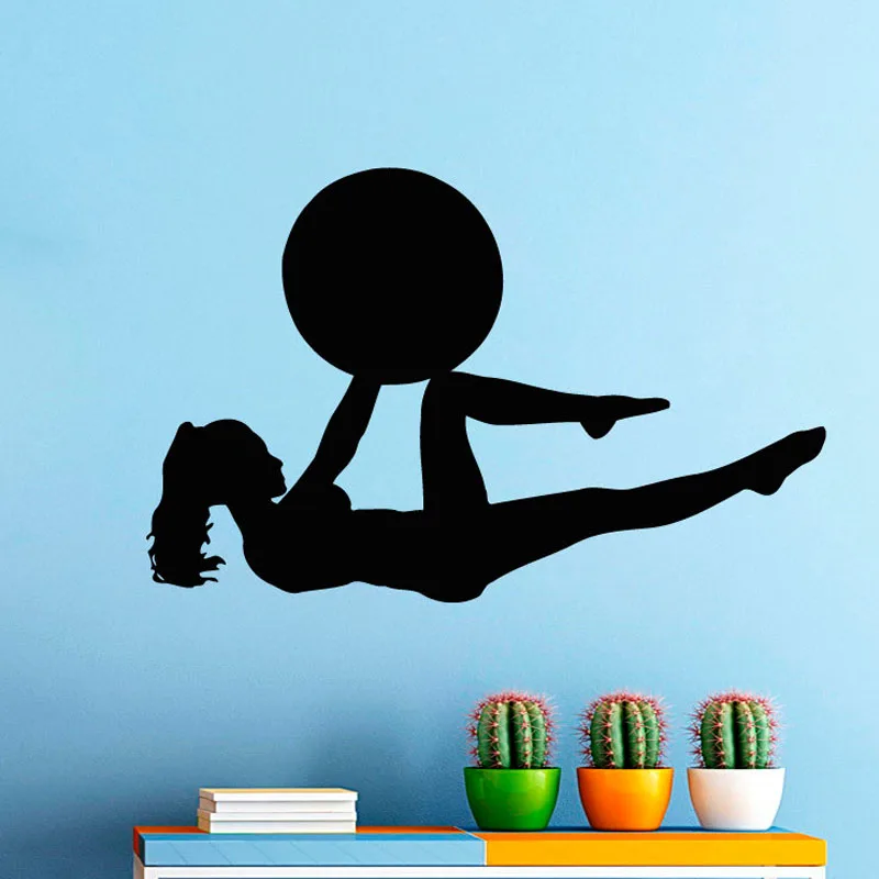 

ZOOYOO Fitness Exersice Gym Sport Wall Decals Woman With A Ball Wall Sticker Home Decor Art Murals Design Decoration Wallpaper