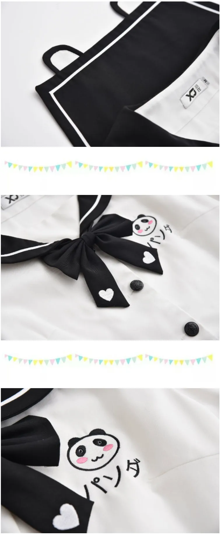 Матрос воротник стиль костюм Школьная форма комплект Топы + юбка студент летние униформа женский панда вышивка маскарадные костюмы