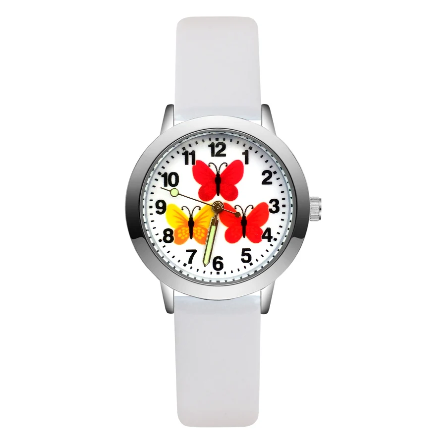 

Fashion Cartoon Cute pretty butterfly style Children's Watches Kids Student Girls Boys Quartz leather Wrist Watch clock JA163