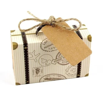 

50 Set Travel Suitcase Drawer Design Wedding Party Favour Gift Kraft Paper Candy Box