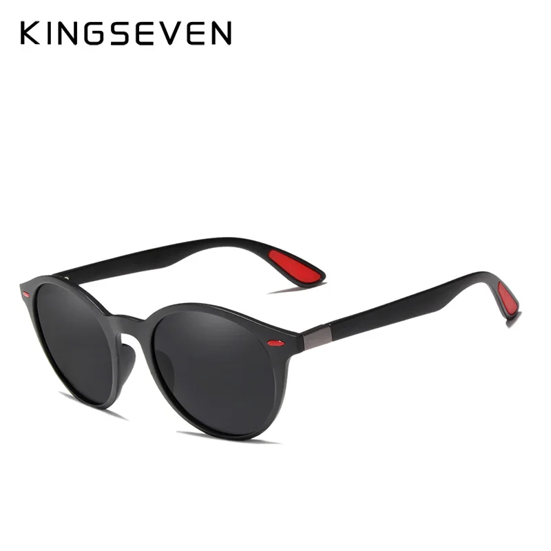 Matte Black Gray KINGSEVEN TR90, винтажные мужские солнцезащитные очки, поляризационные, овальная оправа, солнцезащитные очки для женщин и мужчин, унисекс, очки для ночного видения, Oculos De Sol - Цвет линз: Matte Black Gray