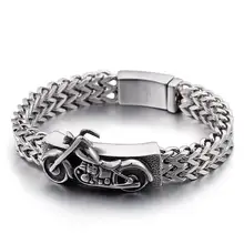 В стиле панк Мужская Мода Байкер Мотоцикл сетка браслет Нержавеющая сталь ювелирные изделия полированный небольшое ручной цепи браслет