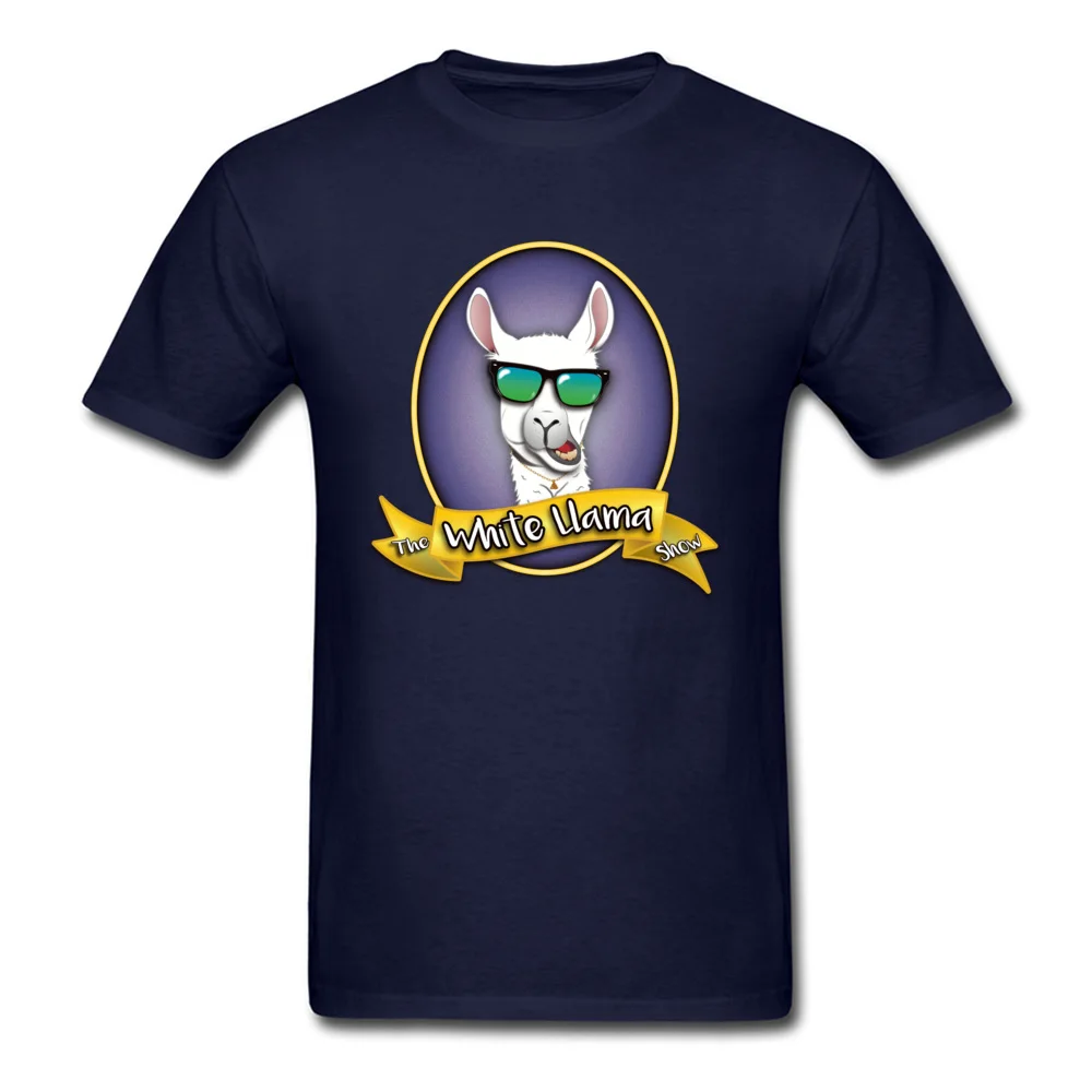 The White Llama Show T Shirt for Men Casual Autumn Tees Short Sleeve Funny Simple Style Clothing Shirt Crewneck 100% Cotton The White Llama Show navy