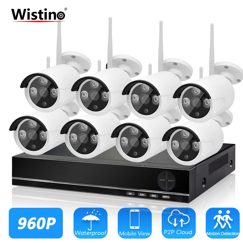 

Wistino HD 960P Wifi NVR Kit 1MP Security IP Camera Outdoor 8CH Surveillance CCTV System Wireless Kits 8PCS Night Vision P2P